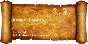 Kempf Henrik névjegykártya